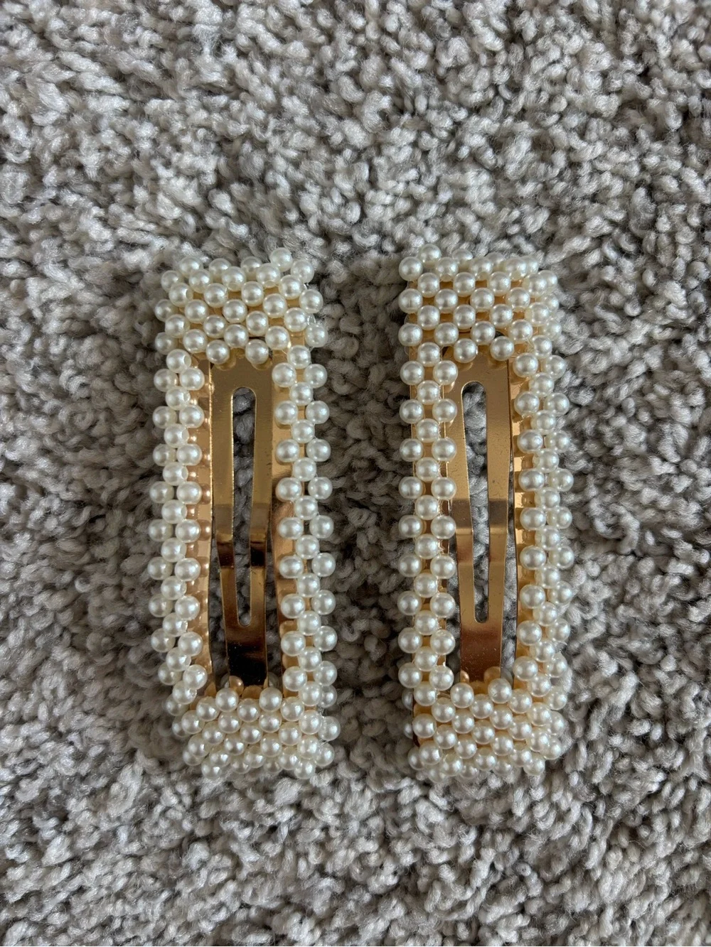 pearl gold rectangular hair clips(set of 2)